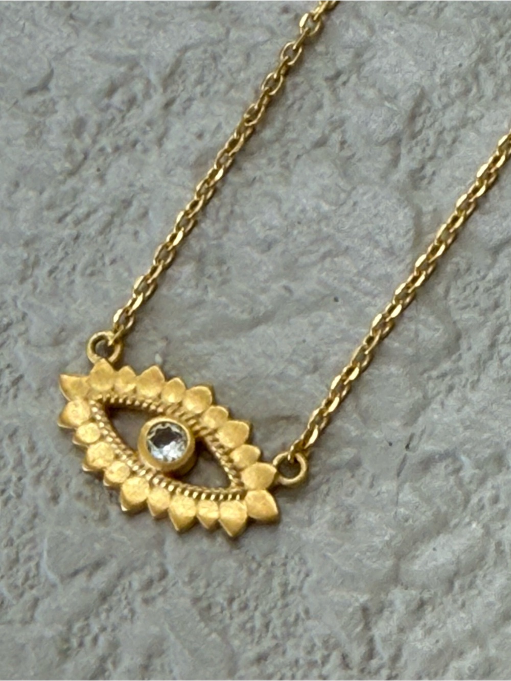 Satya Jewelry Gold Plated  Evil Eye Pendant Necklace with Center Topaz NWT